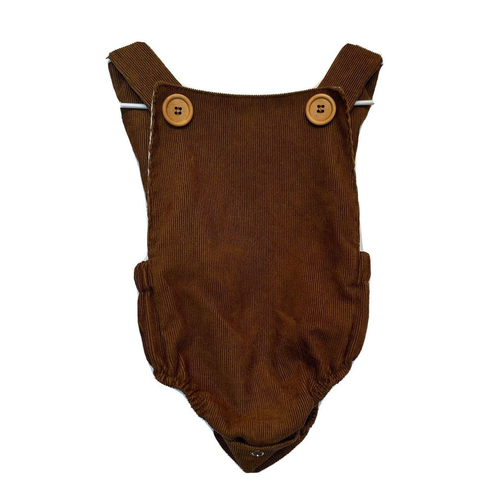Bailey's Blossoms Romper 3-6 Months Corduroy Overalls Brown Baby Boy Girl Snaps